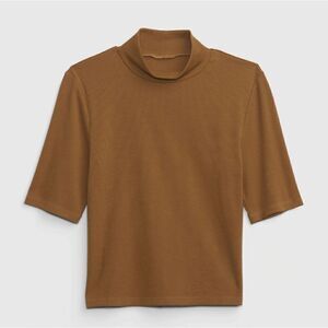 New With Tag Girls Gap Teen Size 10 Ribbed Brown Short‎ Sleeve Turtleneck